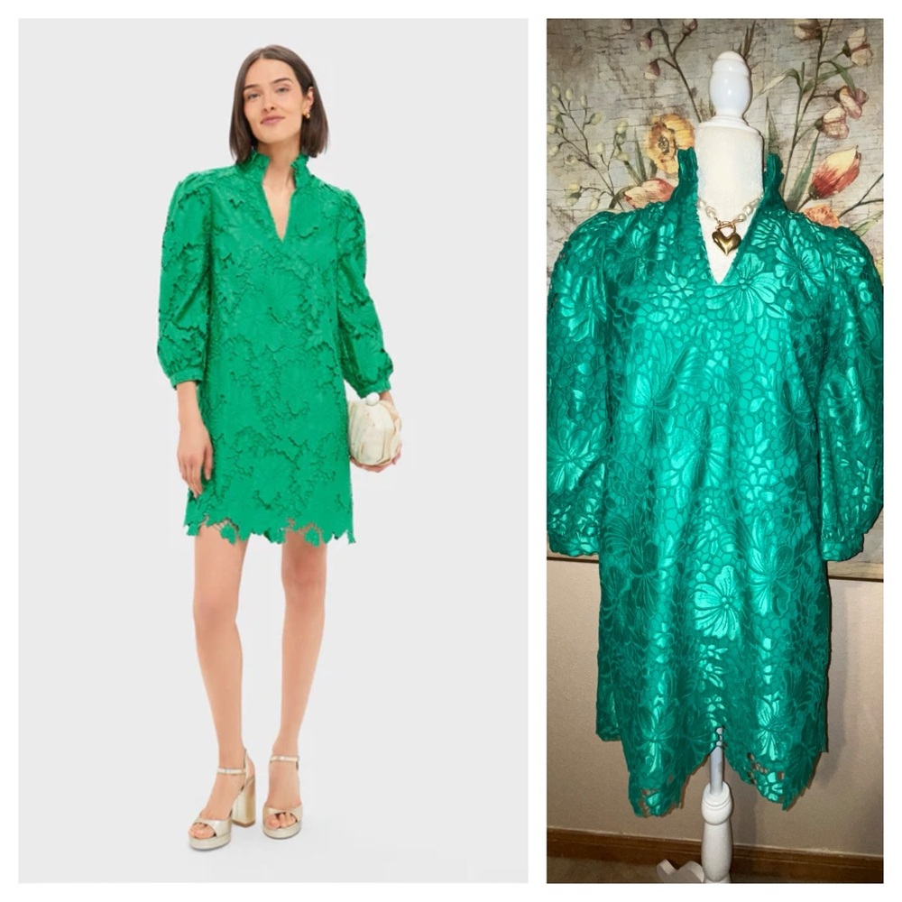 XS Tuckernuck Pomander Place Green Lace Cath Mini Dress - Picture 8 of 17
